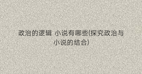 政治的逻辑 小说有哪些(探究政治与小说的结合)